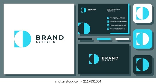 Initial Letter D Monogram Simple Abstract Vector Logo Design with Business Card