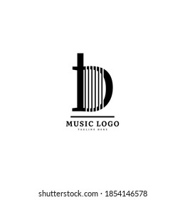 Initial letter D. Music logotype. Elegant music sound logo fit for business and music event. Vector logo design.