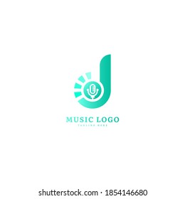 Letra inicial D. Logotipo de micrófono de música. Elegante logo musical para eventos de negocios y música. Diseño del logotipo del vector.