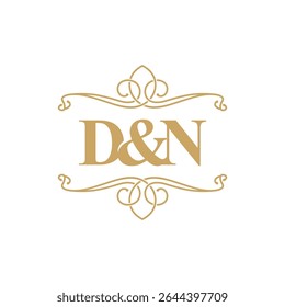 Initial Letter D And N, Ornament Frame Logo Design