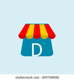 initial letter d on shopping bag. Abstract shopping logo. Online shop logo. Vector logo template