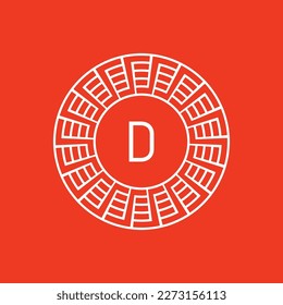 initial letter D ornamental emblem frame circle pattern logo