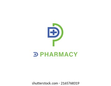 Initial Letter D and P Logo. Geometric Shape Letter DP PD with Medical Cross Symbol. Usable for Medical, Pharmacy, Business and Branding Logos. Flat Vector Design Template Element.