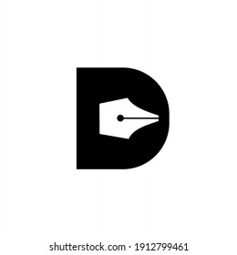 initial letter d pen nib black vector logo illustration design isolated background