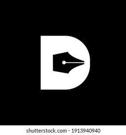 initial letter d pen nib black vector logo illustration design isolated background