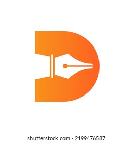 Initial Letter D Pen Nib Icon For Education Logo and Law Symbol Vector Template Based Alphabet