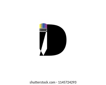 Initial letter D for pencil Design Logo Vector Graphic Branding Letter Element.