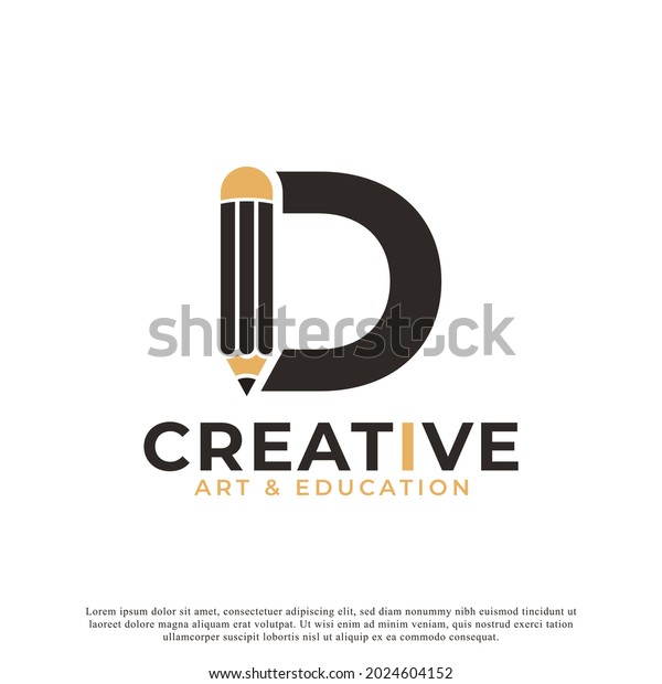 Initial Letter D Pencil Logo Design Stock Vector (Royalty Free ...