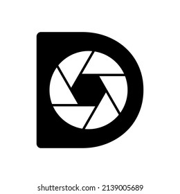 Initial Letter D Photography Logo Camera lens Concept. Photography Logo Combined D Letter Camera Sign Logo