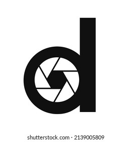 Konzept des Objektivs für das Logo der Initial Letter D-Fotografie. Logo für Fotografie kombinierte D-Letter-Camera-Logo