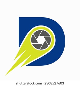 Initial Letter D Photography Logo Camera Lens Concept. Photography Symbol Template