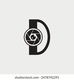 Initial Letter D Photography Logo Camera lens Design Concept.