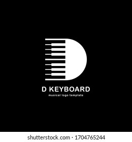 Initial Letter d Piano symbol Logo Design. Modern monogram logo template isolated on grey background. Vector Illustration.