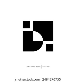 Initial letter D pixel logo design