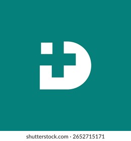 Letra inicial D positiva mais modelo de vetor de design de logotipo