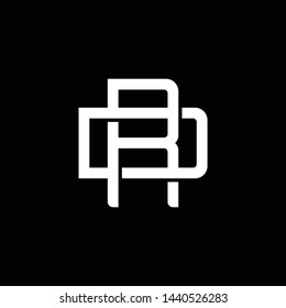 Initial letter D and R, DR, RD, overlapping interlock monogram logo, white color on black background