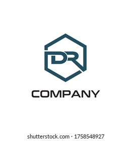 Logo de la letra inicial D & R en forma hexagonal 