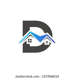 Logotipo inicial de la letra D inmobiliaria con techo de construcción de viviendas para la plantilla de inversión y empresa