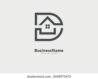 Initial Letter D Real Estate House logo vector design template