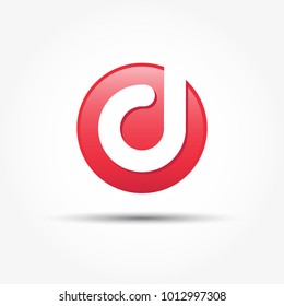 Initial letter D rounded lowercase inside red circle