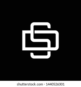 Initial letter D and S, DS, SD, overlapping interlock monogram logo, white color on black background