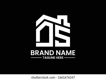 Initial Letter D and S with the roof. Real estate logo design concept.