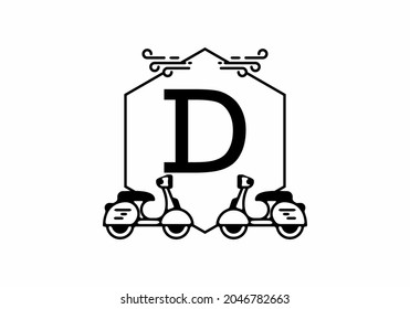 Initial letter D in scooter frame design