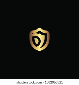 Initial letter D shield shape gold logo