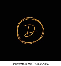 Letra inicial D firma manuscrita elegante diseño de la plantilla de diseño del logotipo vectorial. Plantilla de diseño de logotipo de lujo de firma.