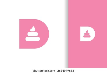 INITIAL LETTER D WITH SILHOUETTE OF ICE CREAM IN PINK COLOR