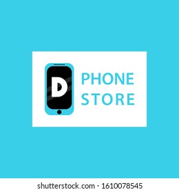 Initial letter D with Smart phone icon. phone store logo vector