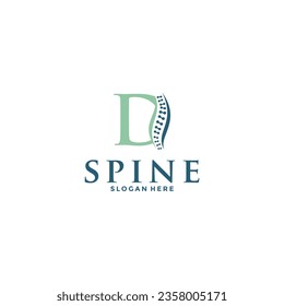 initial Letter D and spine logo vector, Chiropractic Logo design icon template