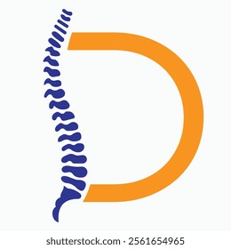 Initial Letter D Spine Logo Concept For Chiropractic Logo Design, Medical Physiotherapy Symbol