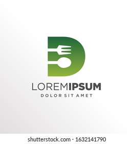 Initial Letter D with Spoon and Fork Logo Design