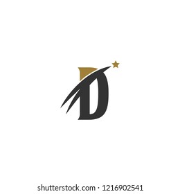 Initial Letter D Star Logo Design with Swoosh for Finance, Business Company, Simple Flat