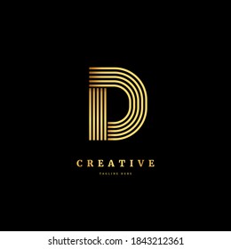 Initial letter D with striped line. Luxury monogram  logo design concept, fit for company and business.