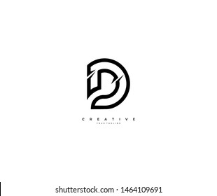 Initial Letter D Stylized Cutting Edge Monogram Logotype Vector