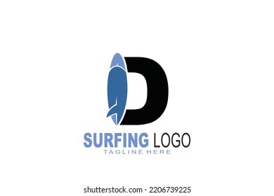 initial Letter D surfing logo