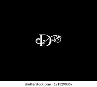 Initial Letter D Swoosh Flourishes Monogram Logo