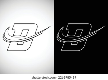 Initial letter D with a swoosh line art-style logo. Modern vector logotype for business and company identity.