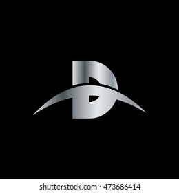 Initial Letter D With Swoosh Logo Silver