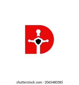 initial letter D sword logo design vector template