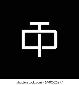 Initial letter D and T, DT, TD, overlapping interlock monogram logo, white color on black background