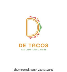initial letter D tacos food simple logo icon
