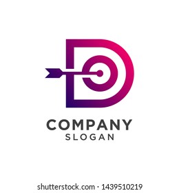 initial letter d with target icon logo design. dartboard symbol vector illustration