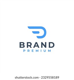 initial letter D tech logo design