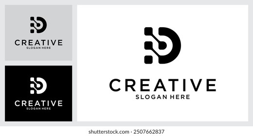 Initial letter D technology vector logo design concept.