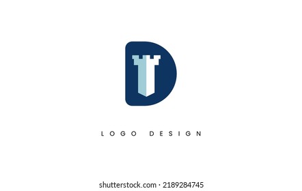 Initial Letter D With Tower Castle Logo. Usable for Business and Company Branding Logos.Flat Vector Logo Design Template Element.