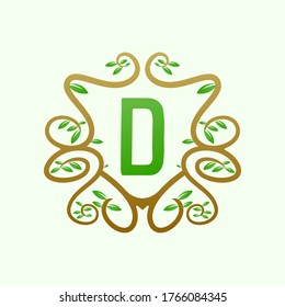 initial letter D tree icon design logo template