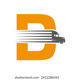 Initial Letter D Truck Logo For Transportation Symbol. Transportation Logotype